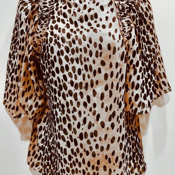 Rebecca Taylor Animal Print Silk Blend Blouse - Picture 5 of 6